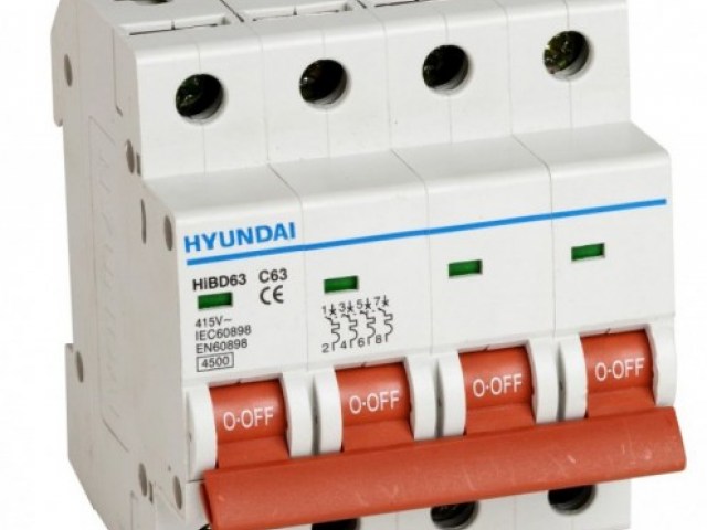 Mcb HyunDai HiBD63-N (4P) 6-63A  6kA